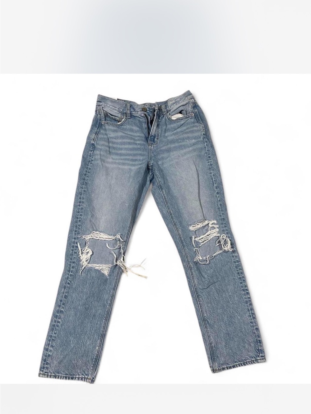 American Eagle Distressed Light Blue Straight Leg Jeans